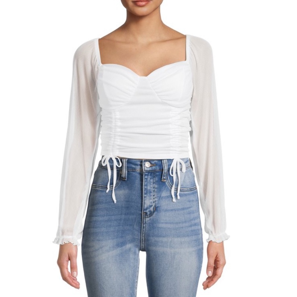 Madden NYC Front Shirred Peasant Top
